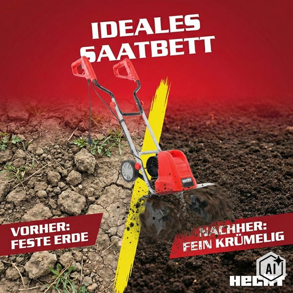 Elektro Bodenhacke von Hecht zur Bearbeitung von festem Boden in ein feinkrümeliges Saatbett