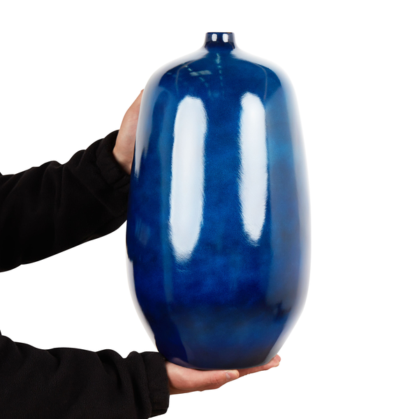 Blumenvase VITORIA Keramik 45 cm Dunkelblau
