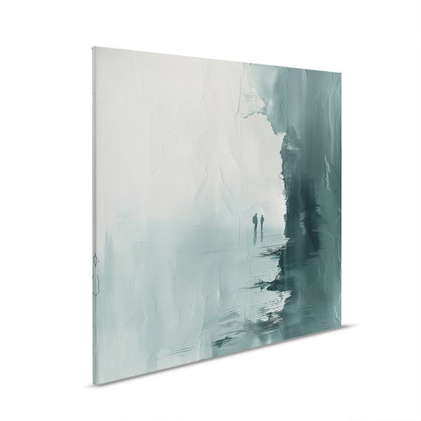 Gemaltes Wandbild mit abstraktem Motiv zweier Personen am Ufer