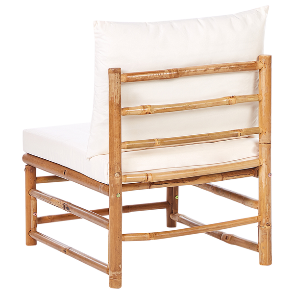 Garten Ecksofa mit Tisch 5-Sitzer CERRETO linksseitig Bambusholz Cremeweiß