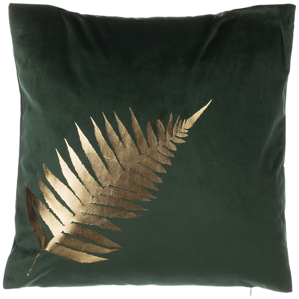 Dekokissen 2er Set FERN Samtstoff 45 x 45 cm Dunkelgrün Pflanzenmuster