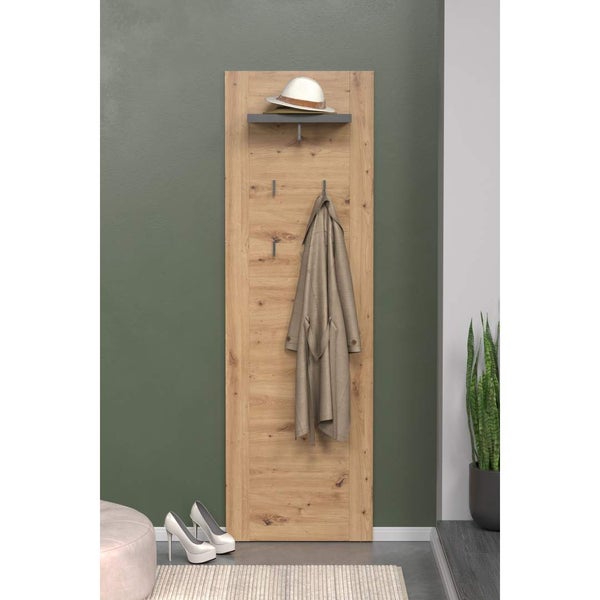 Follow Wandgarderobe grau, Eiche dekor. 62 X 26 X 199 cm