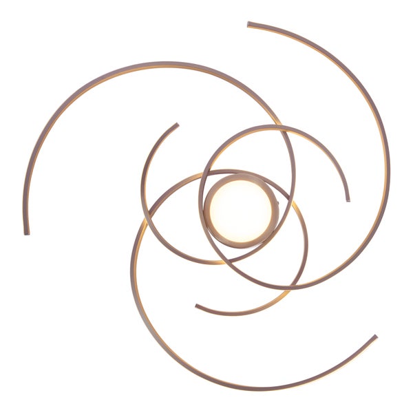 Deckenleuchte mit geschwungenen Metallelementen und integrierter LED-Beleuchtung