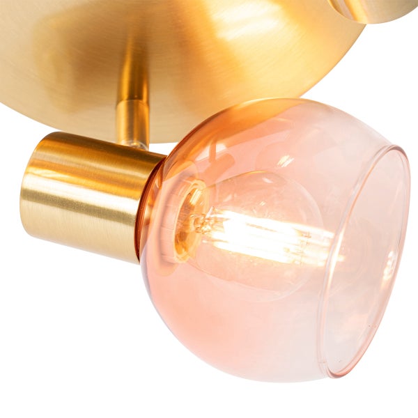 Art-Deco-Deckenstrahler Gold mit rosa Glas 3-flammig - Vidro