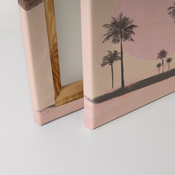 Leinwandbild mit Palmenmotiv und Holzrahmen