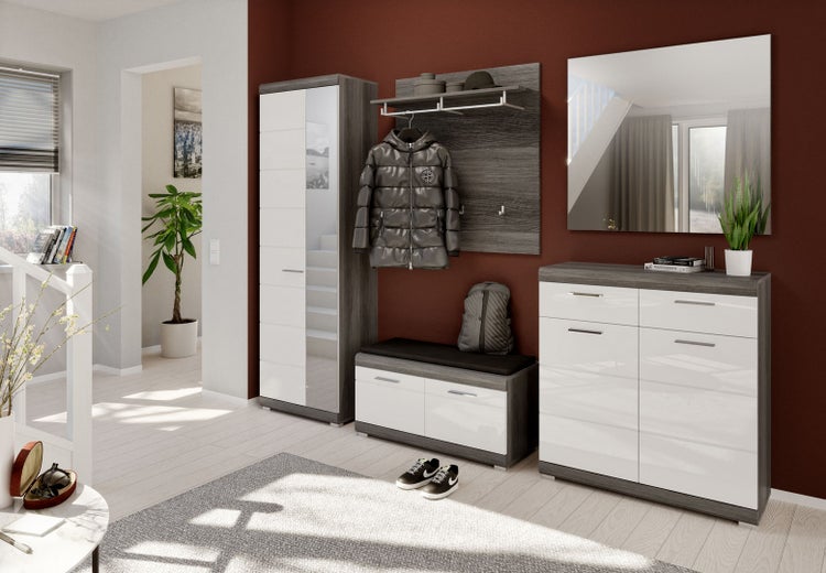 Scout Wandgarderobe 3 Kleiderhaken grau. 90 X 27 X 98 cm