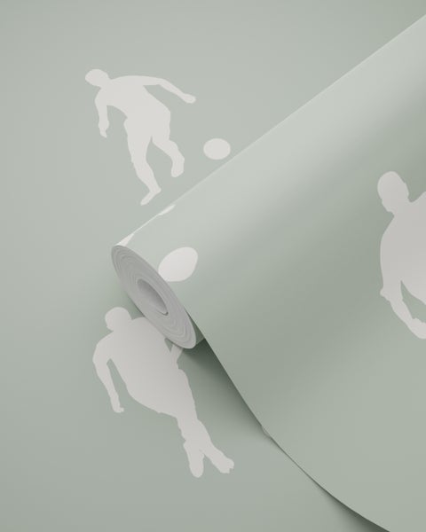 ESTAhome Tapete Fußballspieler Mintgrün - 0.53 x 10.05 m - 139505