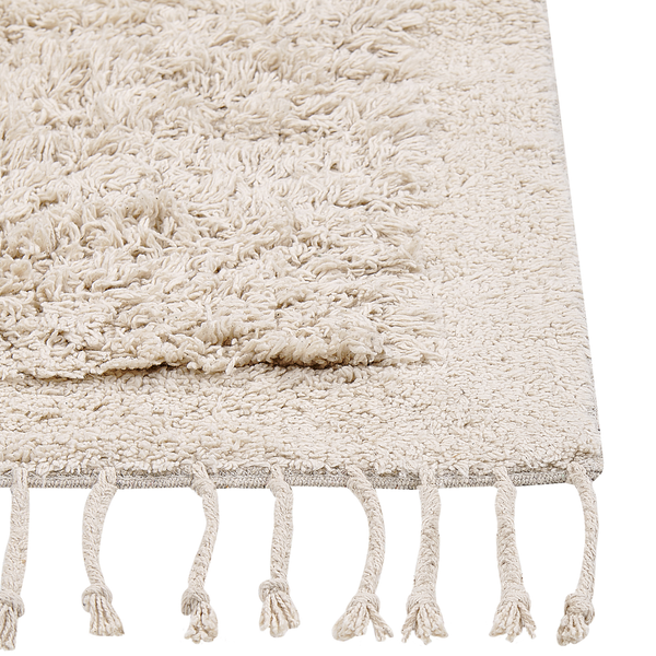 Teppich BITLIS Hellbeige 140 x 200 cm Baumwolle