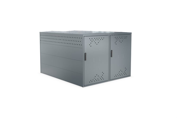 Fahrradbox mit zwei Türen und Lüftungslöchern