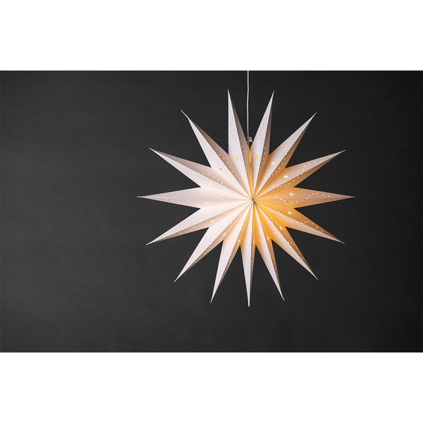 Lindvallen Weihnachtsstern mit Licht Papier Ø60 cm Pendelleuchte weiß. 60 X 16 X 60 cm