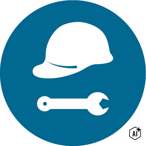 Symbolbild Schutzhelm und Schraubenschlüssel zur Kennzeichnung von Sicherheits- oder Handwerksthemen