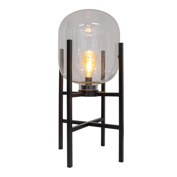 Tischleuchte mit Glaskolben und Metallgestell