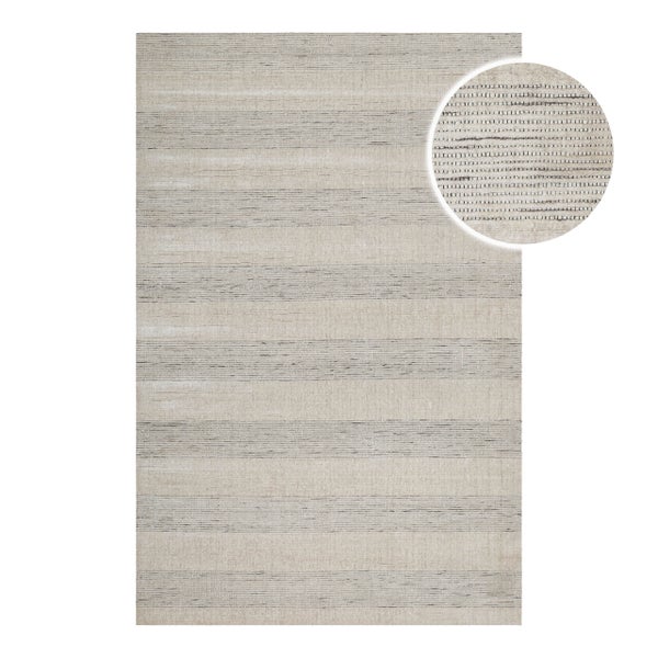 WECONhome Seattle, handgewebt, Wollteppich, Kurzflorteppich, zeitloses Design, pflegeleicht, GoodWeave zertifiziert (140 x 200 cm, perl weiß)