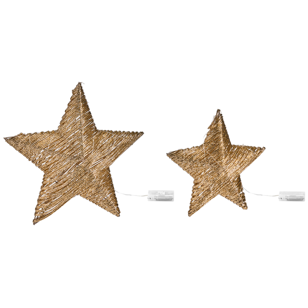 Zwei Deko-Sterne mit LED-Beleuchtung