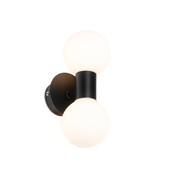Moderne Wandleuchte schwarz IP44 2-flammig - Cederic