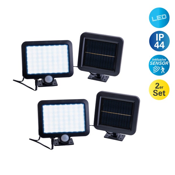 2er-Set LED Solar Außenwandleuchte PEPE , für Außen, Wandleuchte - Kunststoff in Schwarz, mit integrierter LED  - Wandleuchten außen