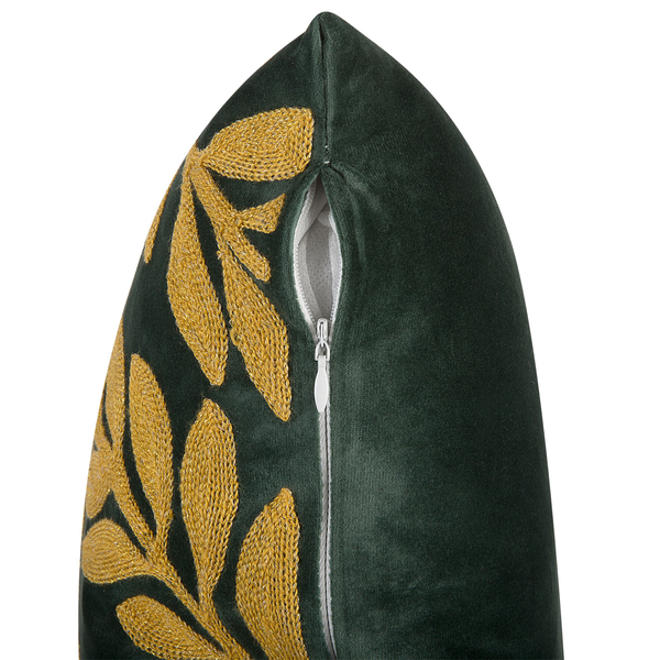 Dekokissen 2er Set MISTLETOE Samtstoff 45 x 45 cm Gold Grün Pflanzenmuster