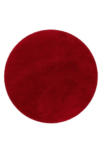 Runder Hochflor-Teppich in Rot