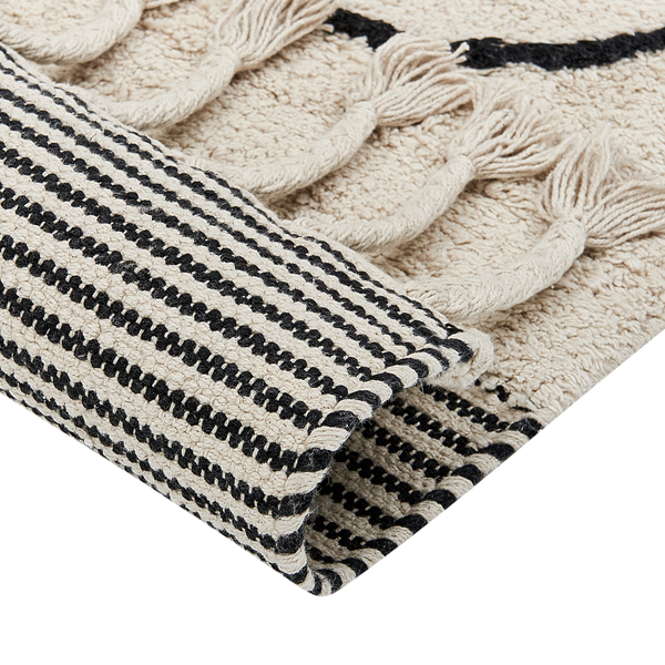 Teppich DOKUZ Beige 160 x 230 cm Baumwolle