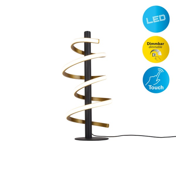 LED Tischleuchte BELLEZA, moderne Tischlampe aus Metall und Kunststoff in Schwarz, Gold und Weiß, mit fest verbauten LEDs, 50 cm hoch, Beleuchtung für Wohnzimmer, Esszimmer, Schlafzimmer oder Büro.