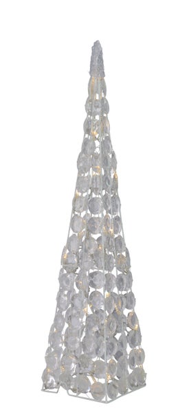 Dekorativer Weihnachtsbaum aus transparenten Acrylsteinen und Metallrahmen