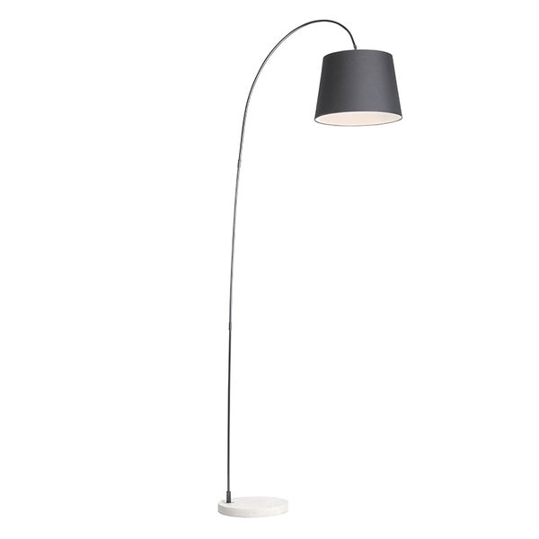 QAZQA - Moderne Stehleuchte I Stehlampe I Standleuchte I Lampe I Leuchte mit schwarzem Schirm – Bend I Wohnzimmer I Schlafzimmer - Stahl Länglich - LED geeignet E27