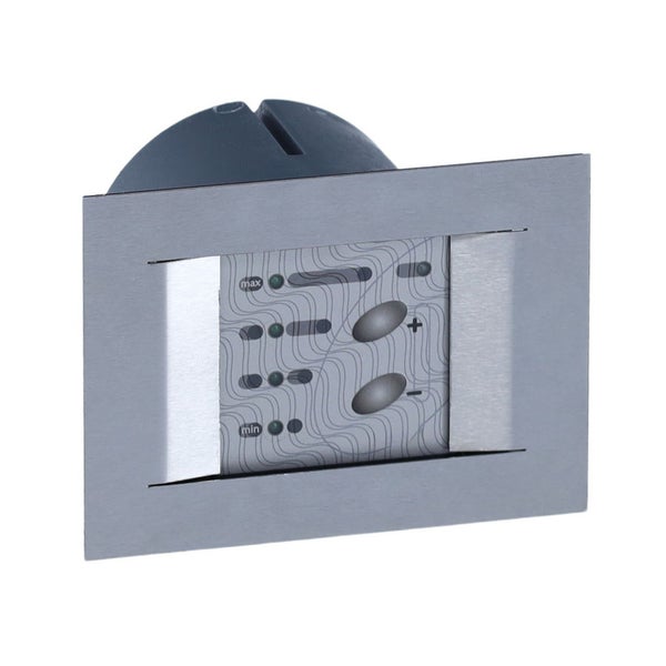 Elektronischer Unterputz Dimmer mit Tastensteuerung und LED Anzeige zur Lichtsteuerung.