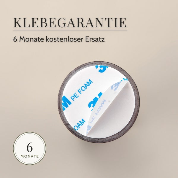 Klebegarantie mit sechs Monaten kostenlosem Ersatz für ein Produkt mit 3M PE Schaum Klebeband und Logo
