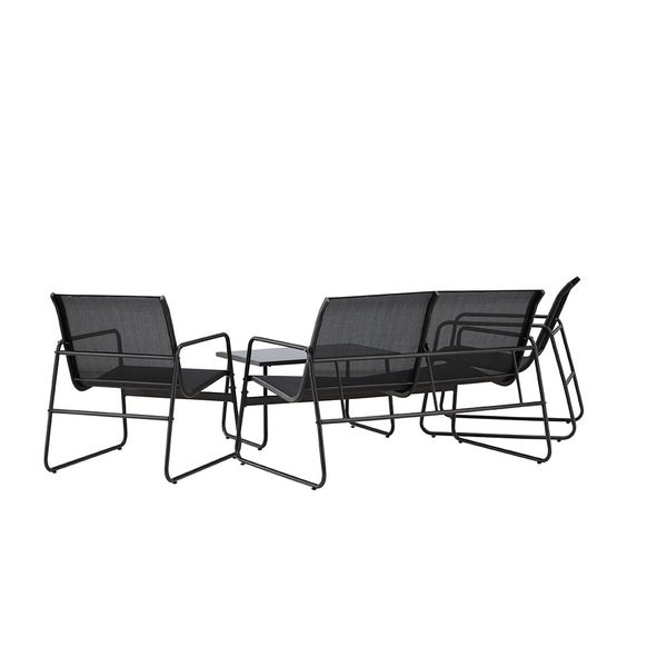 Scopello Loungeset 1 Sofa, 2 Stühle, 1 Couchtisch schwarz. 45 X 75 X 41 cm