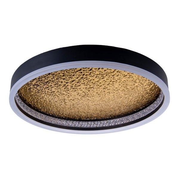 Runde Deckenleuchte mit goldenem Muster und Ziersteinen