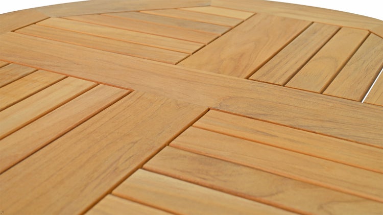 Klapptisch Holz Garten Terrasse Camping Teak Tisch praktisch klappbar Balkontisch rund 90 cm wetterfest massiv premium