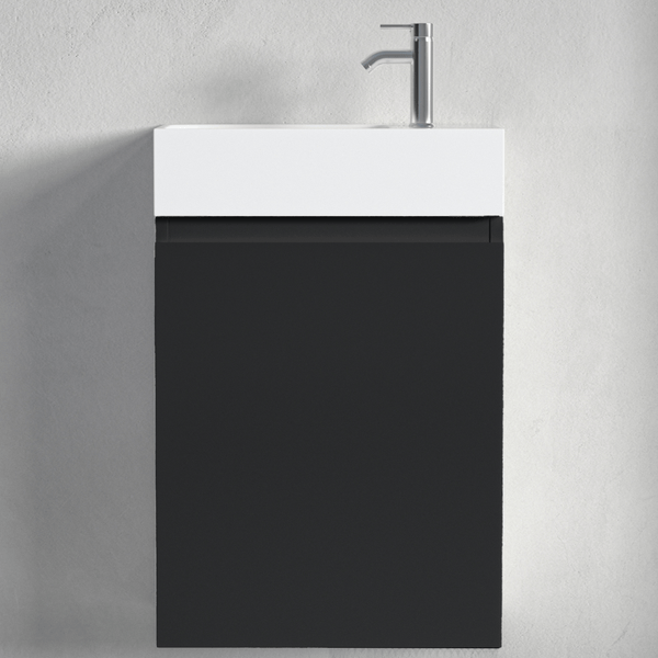 Wandhängender Waschtischunterschrank mit Aufsatzwaschbecken und Einhebelmischbatterie im modernen Design