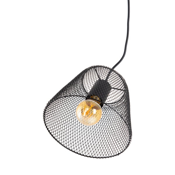 Hängelampe mit Lampenschirm aus Drahtgeflecht und Leuchtmittel