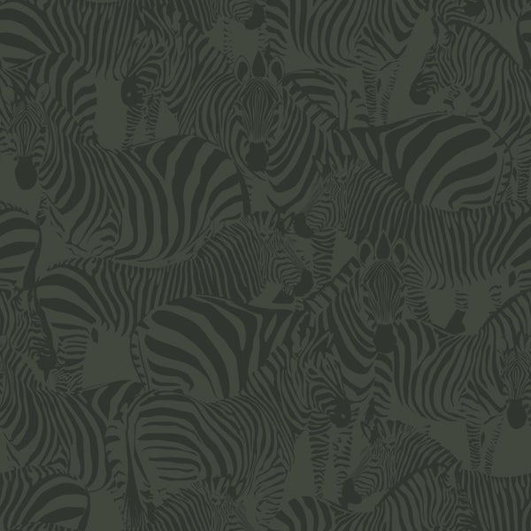 Origin Wallcoverings Tapete Zebras Dunkelgrün - 50 x 900 cm - 347913