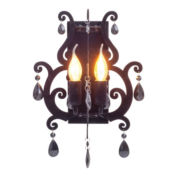 Wandleuchte mit zwei Leuchten und Kristallanhängern