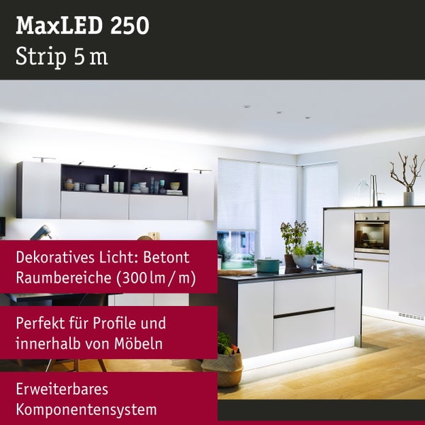 Paulmann LED Streifen Set 3 Meter steuerbar via Zigbee mit Zubehör und technischen Details auf der Verpackung