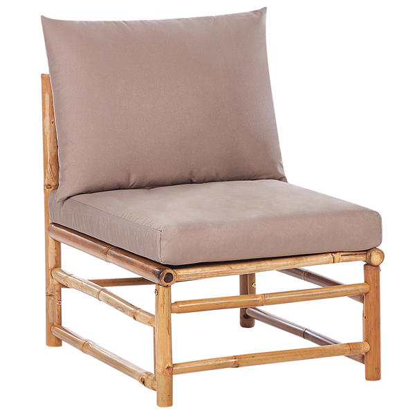 Garten Ecksofa mit Tisch 5-Sitzer CERRETO linksseitig Bambusholz Taupe