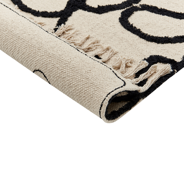 Teppich KONUR Beige 80 x 150 cm Baumwolle