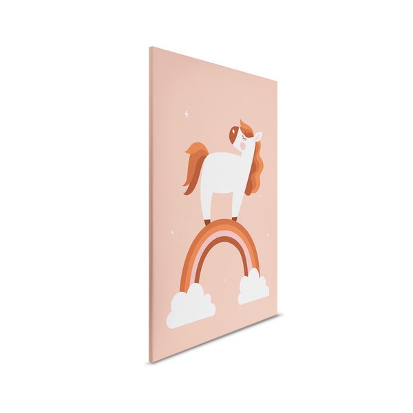 Dekorative Leinwand mit Einhorn auf einem Regenbogenmotiv