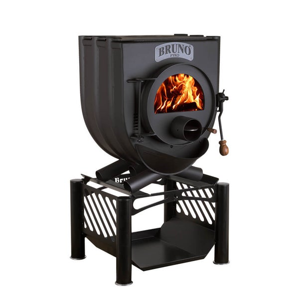 Bruno Pyrotechnik Holzofen mit Holzregal