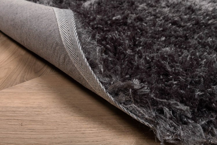 Natta Teppich Ø200 cm Polyester dunkelgrau. 200 X 200 X 6 cm
