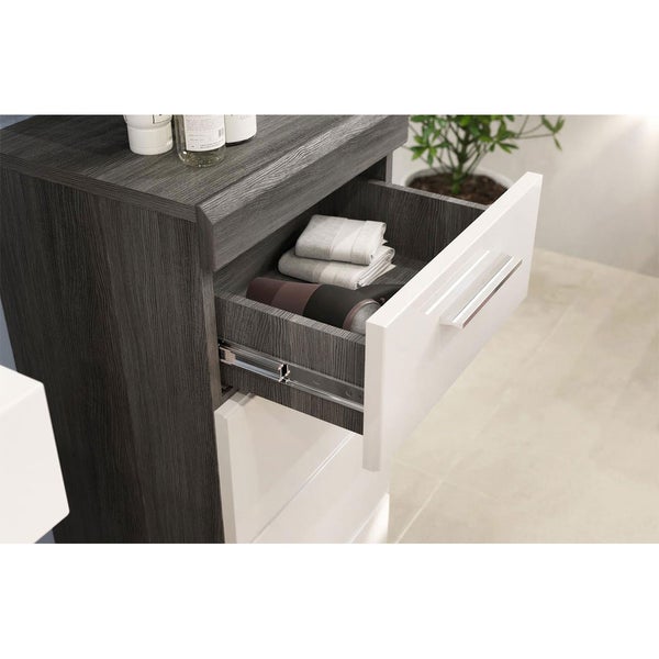 Scout Badschrank 1 Tür, 1 Schublade Hochglanz weiß,rauchfarbenen. 37 X 31 X 88 cm