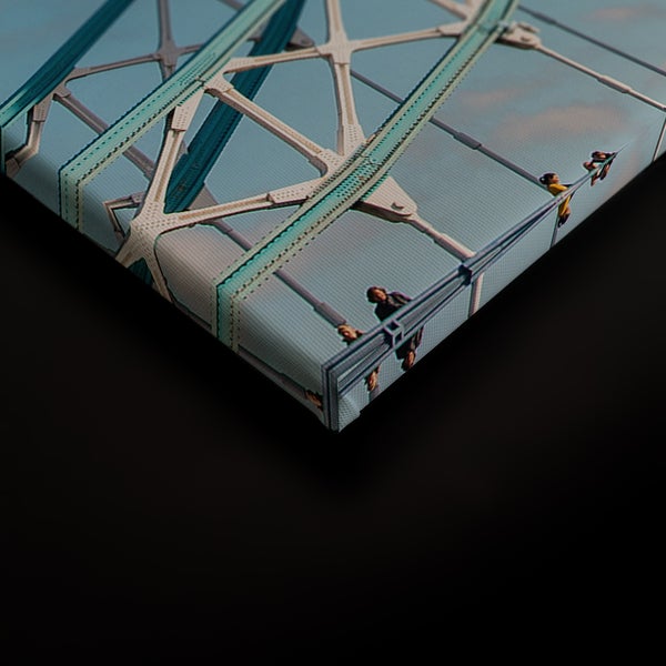 Wandbild auf Leinwand mit einer Nahaufnahme der Stahlkonstruktion der Tower Bridge in London