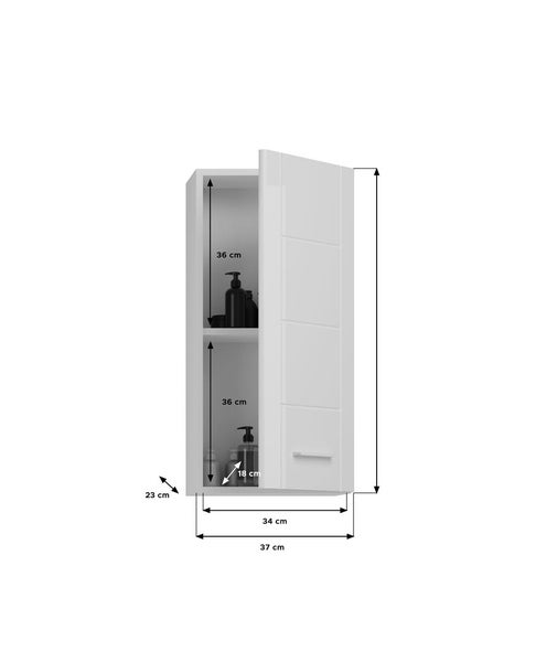 Venice Badschrank wandhängend 1 Tür Hochglanz weiß,weiß. 37 X 22 X 77 cm