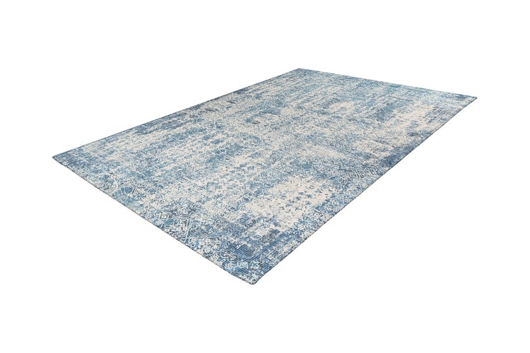 Kurzflor Teppich Florent Blau Vintage, Used-Look 80 x 150 cm