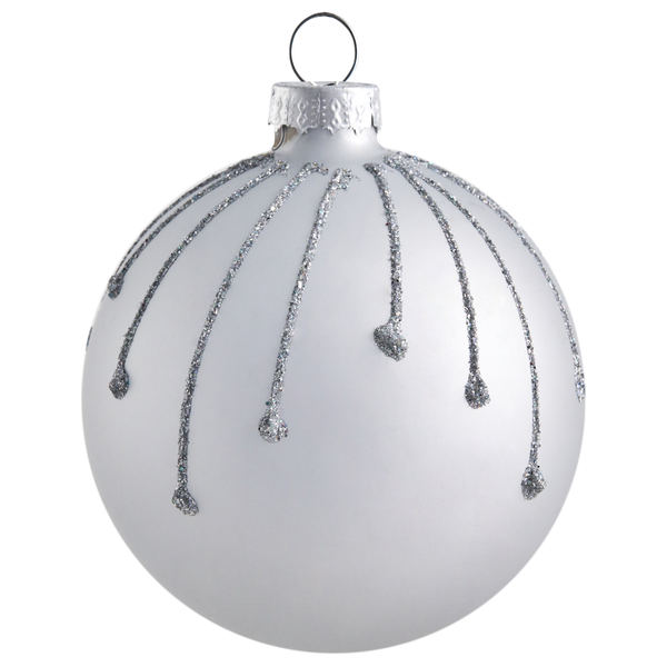 Weihnachtskugel mit silberfarbenem Glitzerdekor