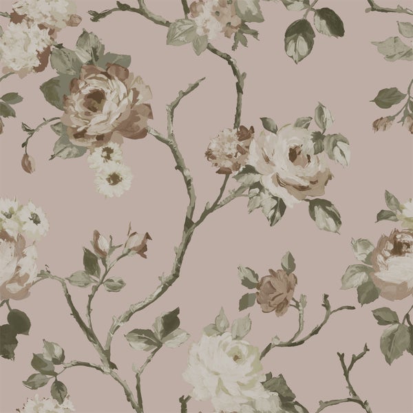ESTAhome Tapete Blumenmuster Altrosa - 53 cm x 10.05 m - 139407
