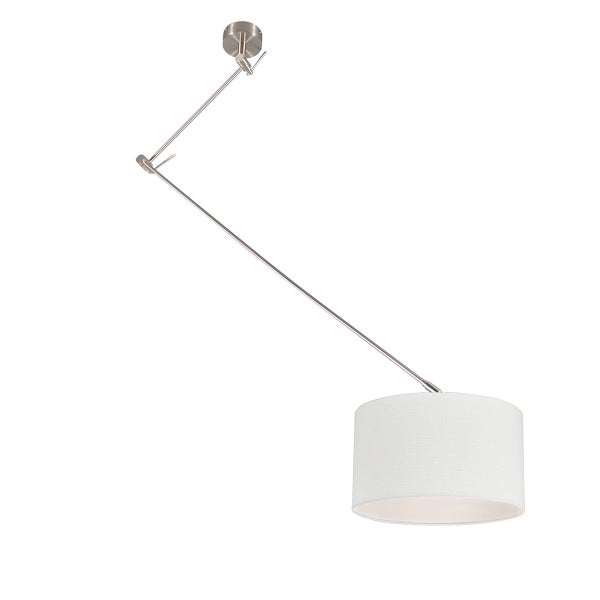 Smarte Hängelampe aus Stahl mit Schirm weiß 35 cm inkl. WLAN A60 - Blitz