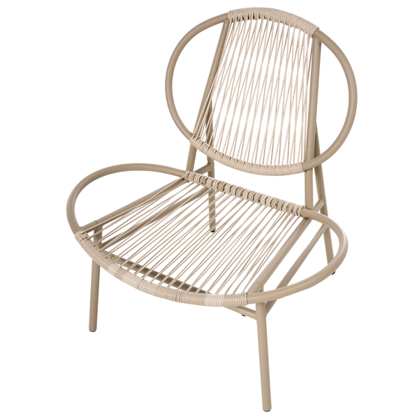 Gartensessel aus Metall mit Seilbespannung