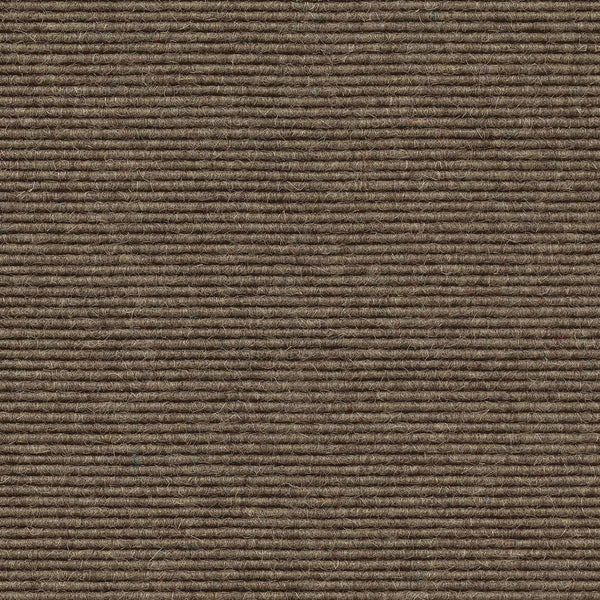 Fein gerippter Nadelvlies-Teppichboden in Braun mit horizontaler Struktur.